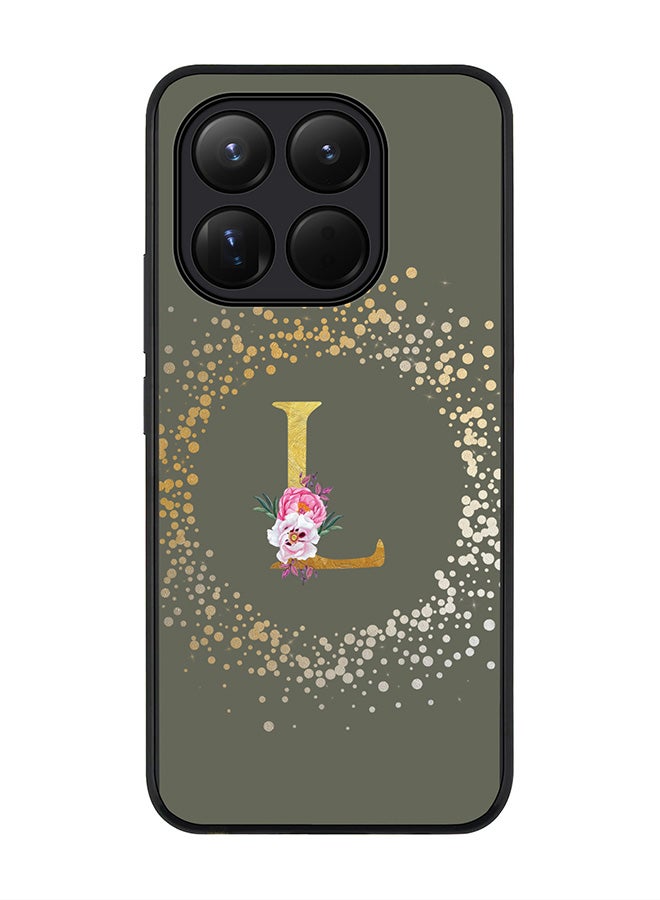 For Xiaomi 15T Case,Slim fit Camera Protection, Shockproof Thin Phone cover  - Custom Monogram Floral - L  (Olive Green )